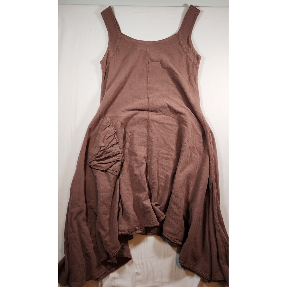 Maria de Guadalajara Brown Cotton Gauze Handkerchief‎ Hem  Dress M avant-garde